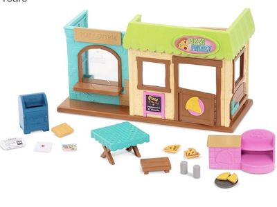 Li'l Woodzeez Post 'n Pizza Shop Dollhouse Playset, 18 Pieces, Playsets