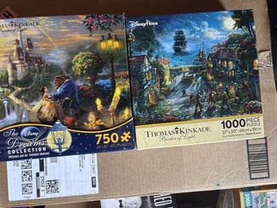 Thomas Kinkade Disney Dreams Collection Puzzles - Beauty & the Beast, Pirates of Caribbean, Snow White