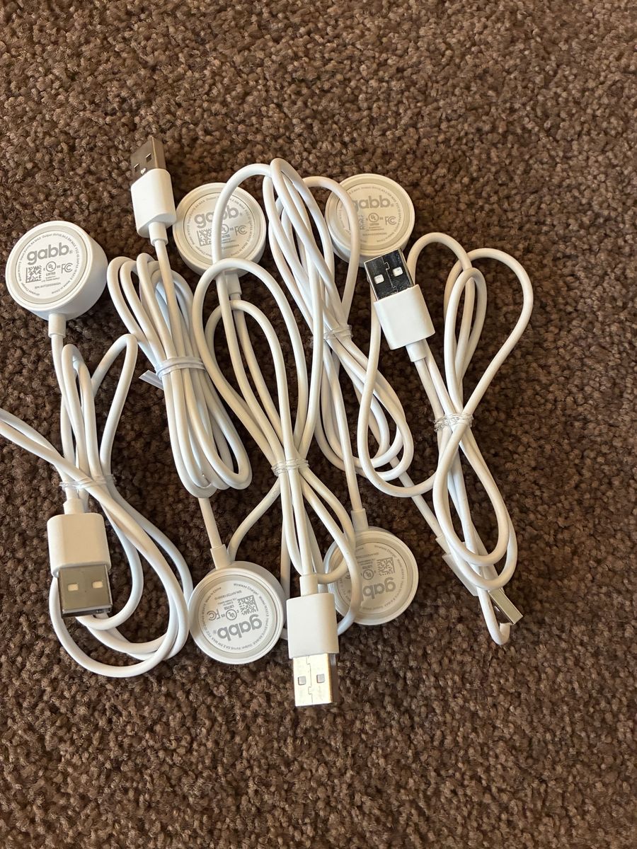 Gabb Watch 3 3e Wireless Watch Magnetic Charging Cables Lot of 5 White USB-A