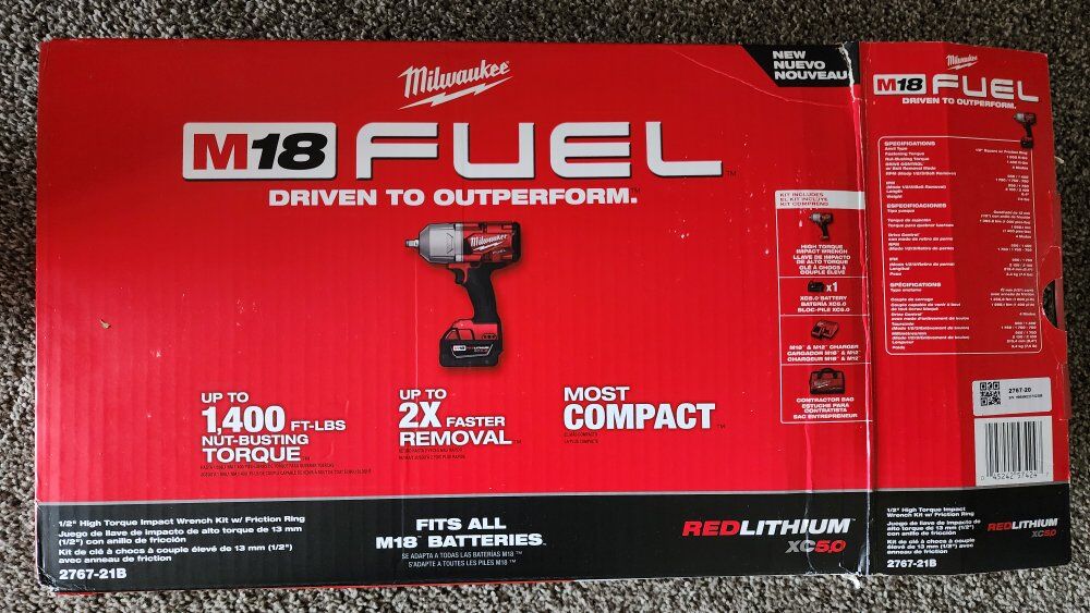 Milwaukee M18 Fuel 1/2" Brushless High Impact Wrench Kit w/ Friction Ring (2767-21B)