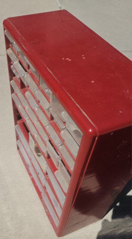 RED nut and bolt STORAGE BIN