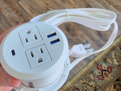 Desk Power Grommet Recessed Outlet with 2 AC, 2 USB-A, 1 USB-C Ports - White