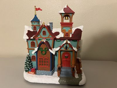 Disney Mickey's Christmas Snowy Village Light-Up Holiday House Bell Tower