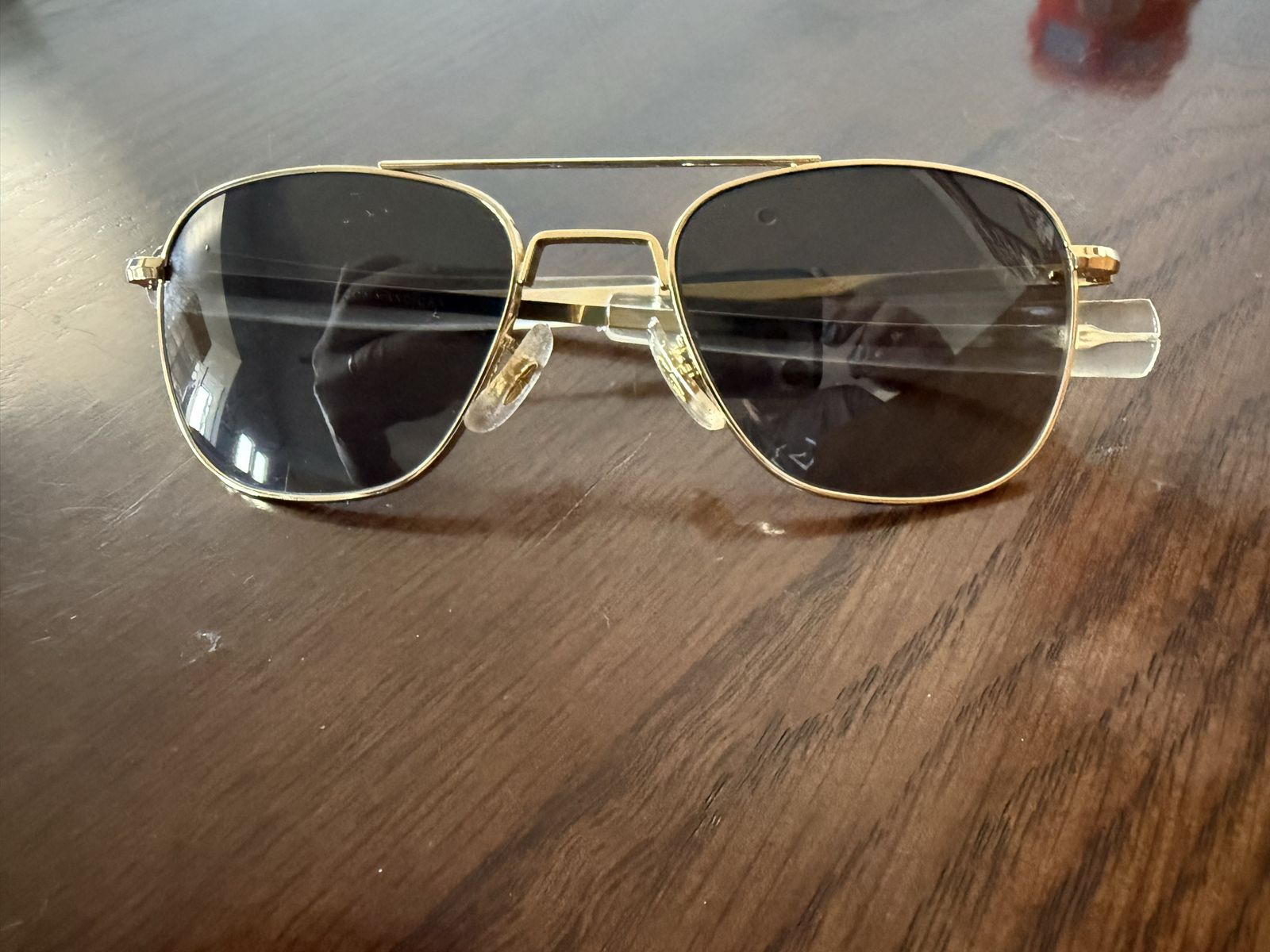 AO Sunwear Aviator Sunglasses - Gold Frame, Black Lenses with Case