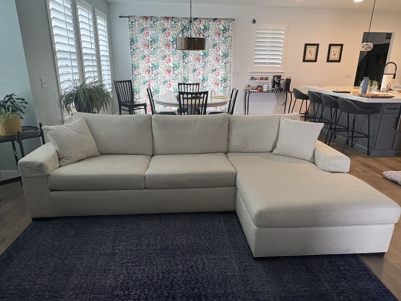 Modern Cream Fabric 2-Piece Sectional Sofa with Right-Facing Chaise