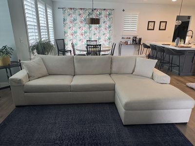 Modern Cream Fabric 2-Piece Sectional Sofa with Right-Facing Chaise