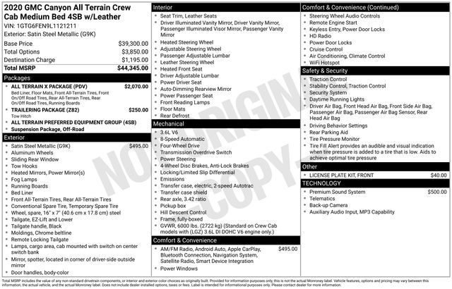 2020 GMC Canyon All Terrain