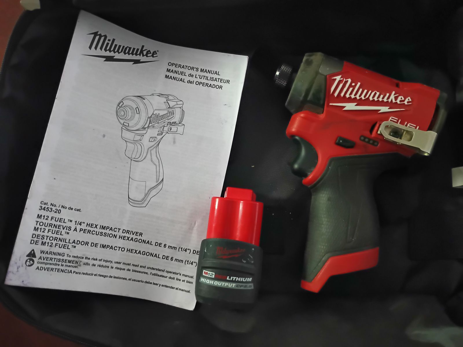 Milwaukee M12 Fuel 1/4" Hex Impact Driver 3453-20 w CP 2.5ah Battery High Output