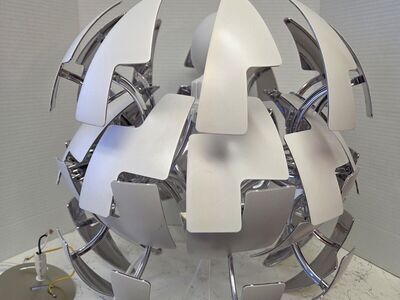 IKEA PS 2014 pendant lamp in white and silver color, designed by David Wahl