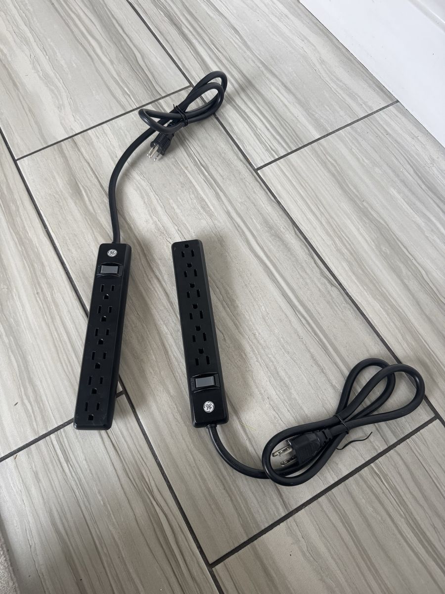 GE 6 Outlet Surge Protector 3ft. 450J Black (2 Pack)