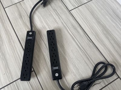 GE 6 Outlet Surge Protector 3ft. 450J Black (2 Pack)