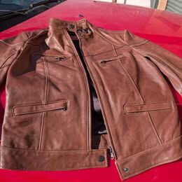 Comstock & Co Leather Bomber Jacket - Brown - Small