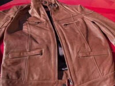 Comstock & Co Leather Bomber Jacket - Brown - Small