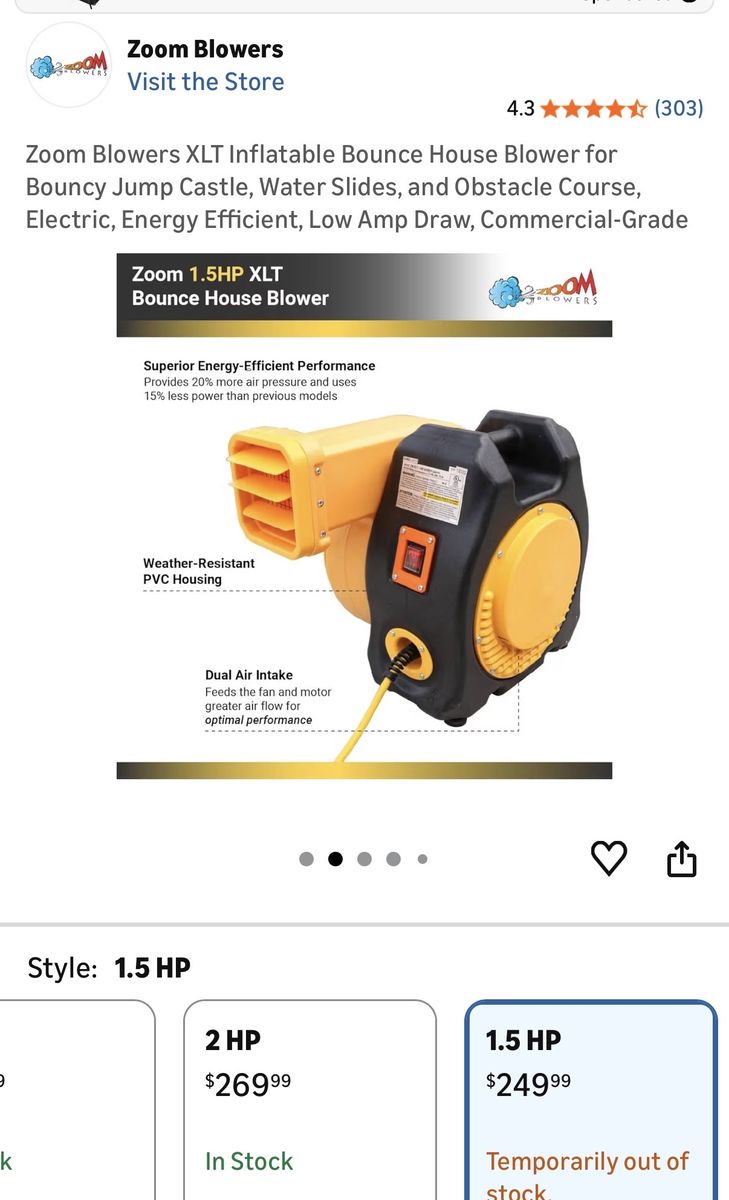 NEW Zoom Blower For Bounce house