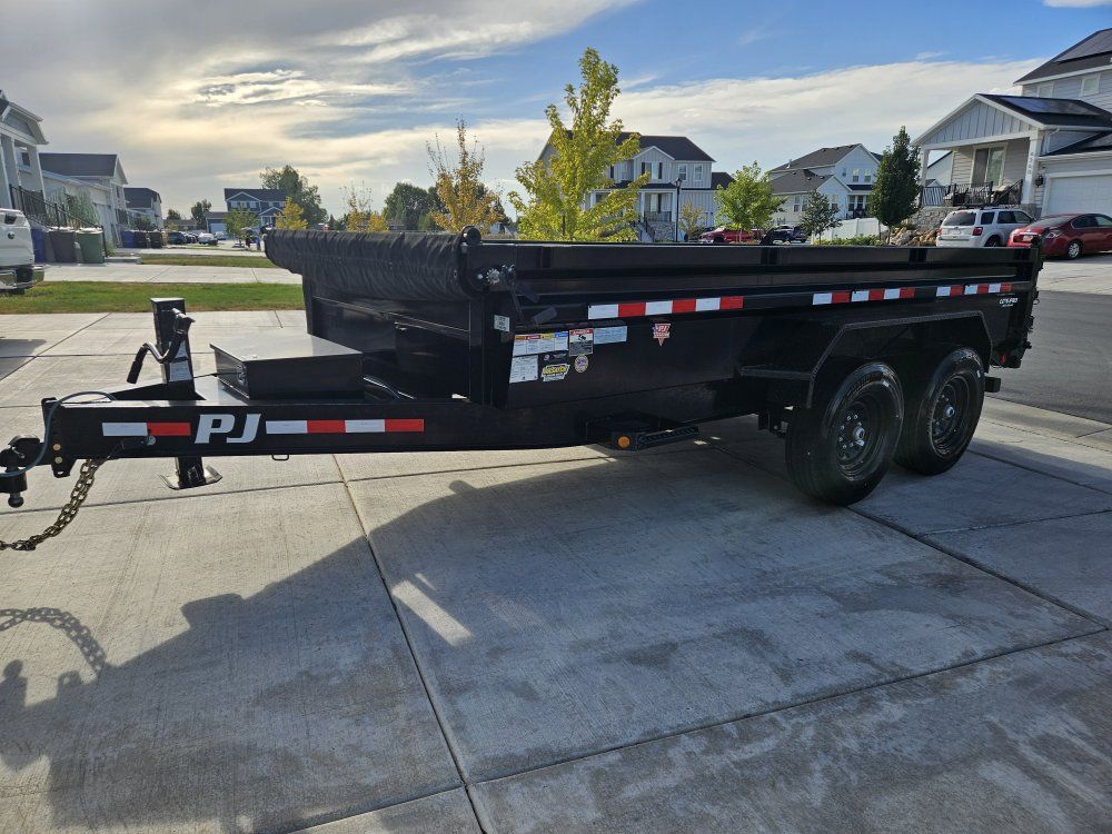 like new 2024 pj dump trailer 7x14 title in hand 14k pounds capacity 