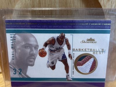 2003-04 Fleer Showcase Karl Malone Basketball's Best Game-Worn Jersey Patch Card WOW!!! 3 Colors NBA Jersey Basketball Utah Jazz