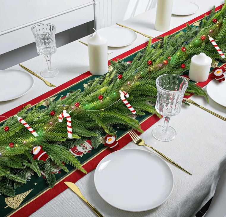 New in box Christmas Garland with LED String Lights