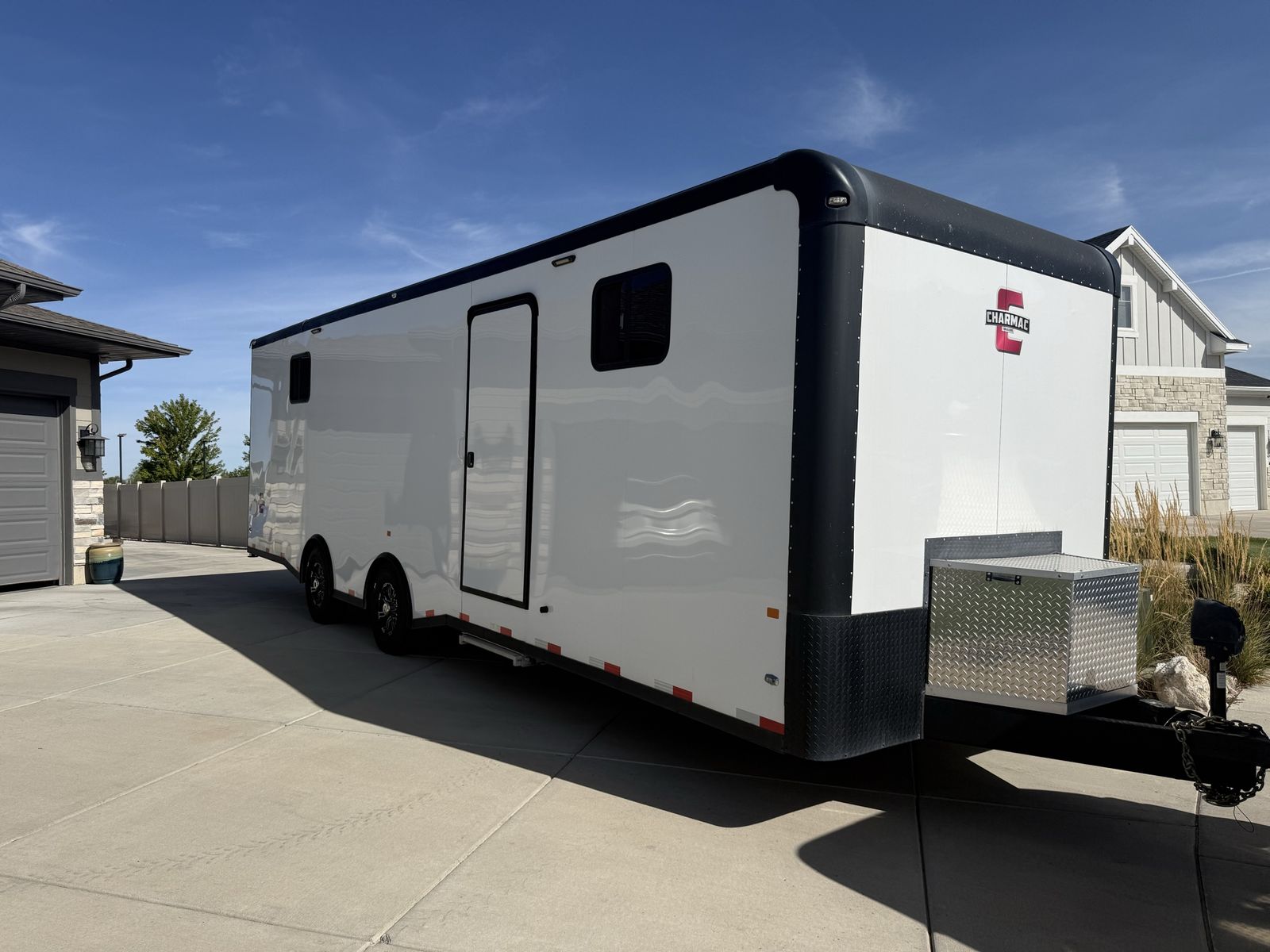 Charmac Enclosed Cargo Trailer - White/Black Dual Axle