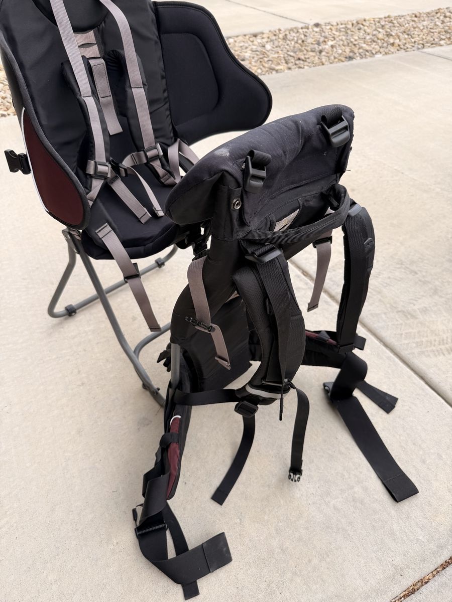 Black Tagalong Baby Child Backpack Hiking Carrier with Stand - Excellent Condition