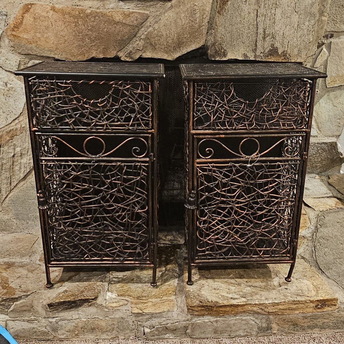 rustic style woodwoven night stands.