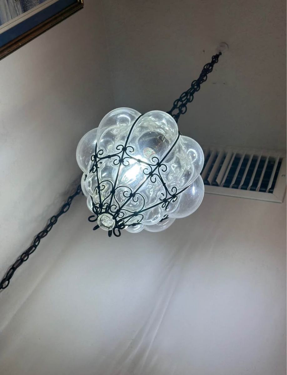 Vintage Hand-Blown Murano Glass Pendant Lantern
