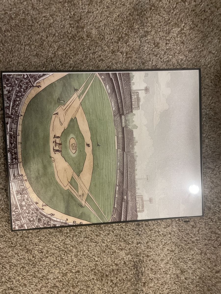 Framed Baseball Stadium Aerial View Canvas Wall Art Print