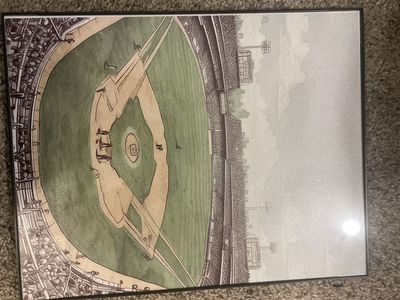 Framed Baseball Stadium Aerial View Canvas Wall Art Print