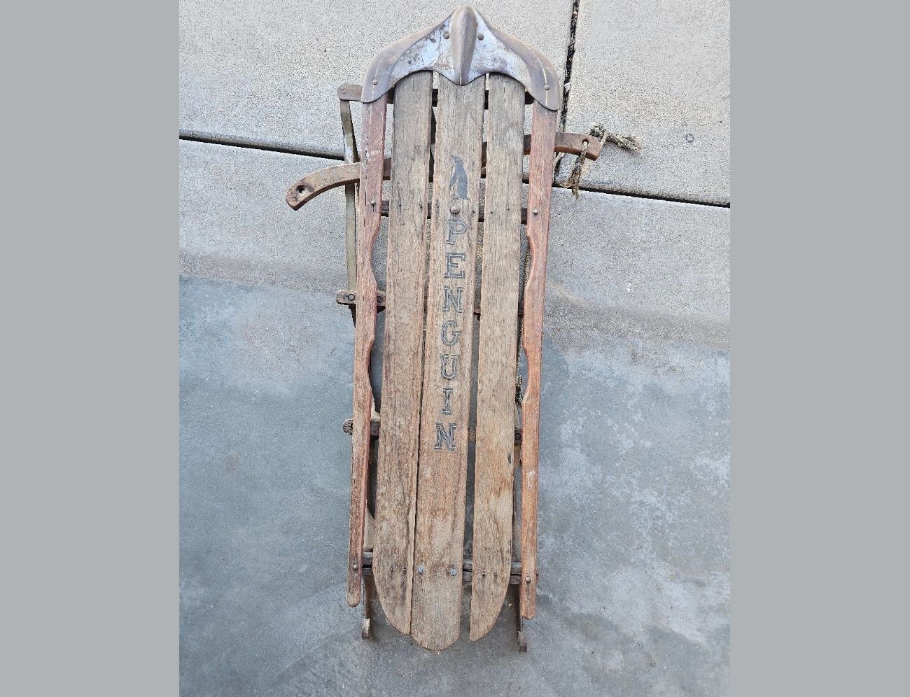 Vintage Garton "Penguin" Brand Snow Sled for Decoration