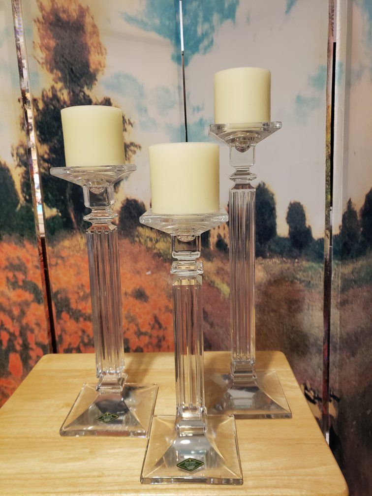 Shannon Crystal Pillar Candlestick Set