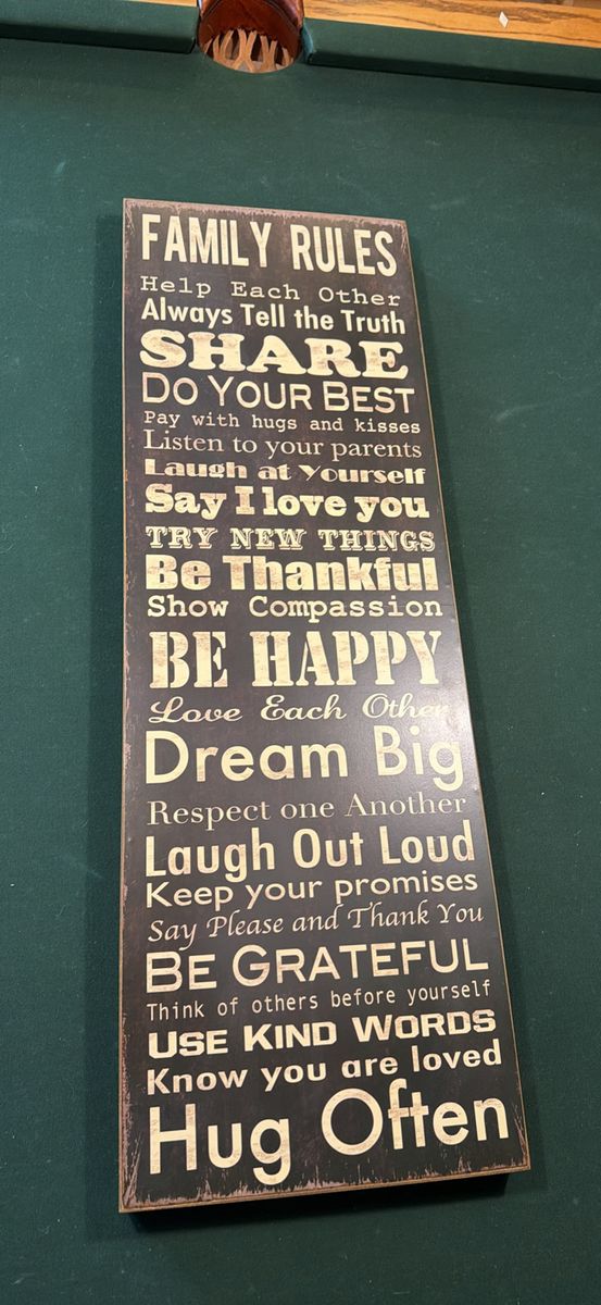 Family Rules Wooden Wall Art Sign 12x36