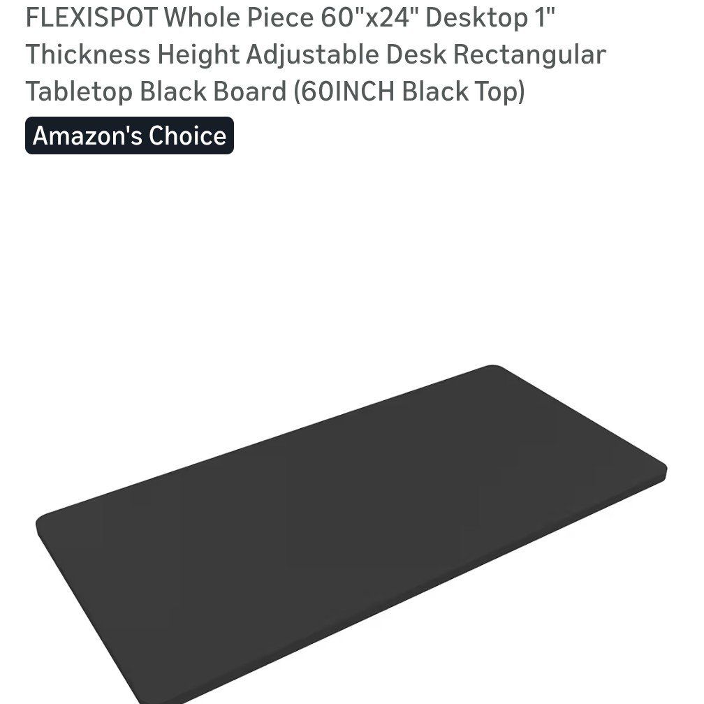 New 60in by 24in Black Desktop Table Top