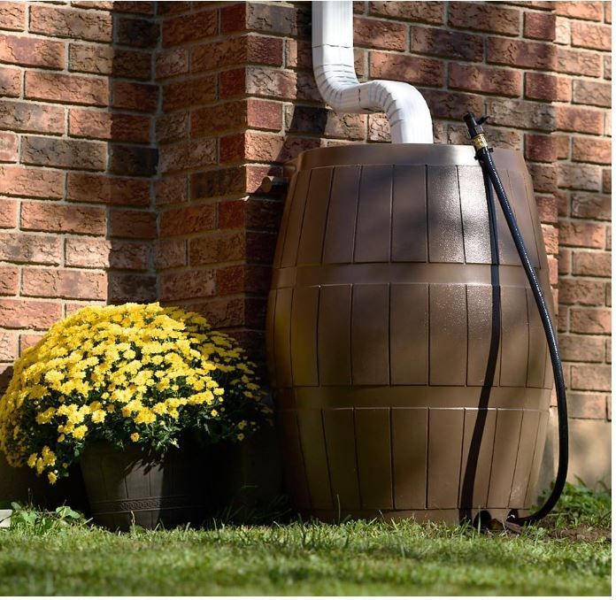 FCMP Outdoor Raincatcher 4000 Rain Barrel, 50 Gallon, Brown