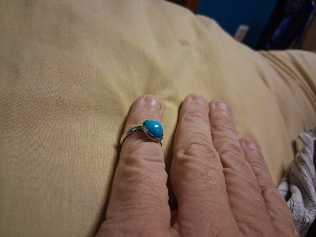 Silver Solitaire Ring with Oval Blue Stone