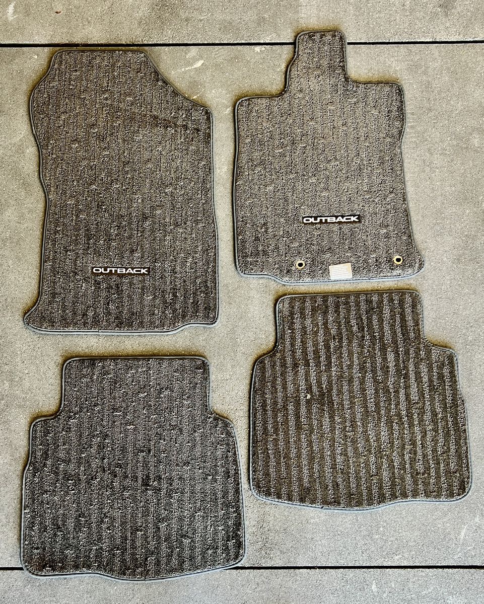 Used Subaru Outback Floor Mats - Complete Set, Gray Carpeted with 'Outback' Logo