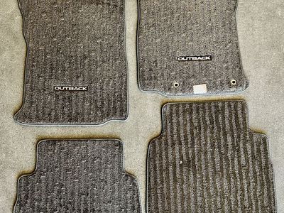 Used Subaru Outback Floor Mats - Complete Set, Gray Carpeted with 'Outback' Logo