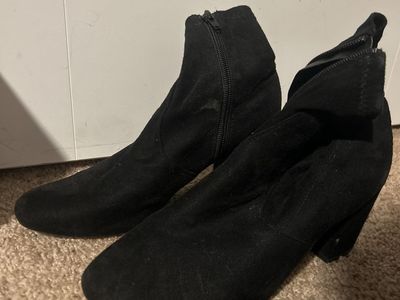Black Ankle Booties - Size 6 1/2, 3-inch Heel