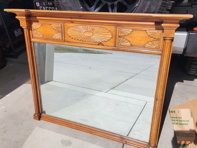 Antique carved wooden mirror late 19th century