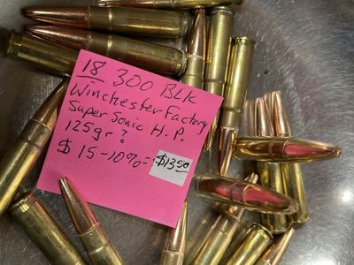 18 rounds Winchester Factory 300 BLK Super Sonic HP 125gr ? Ammo.
