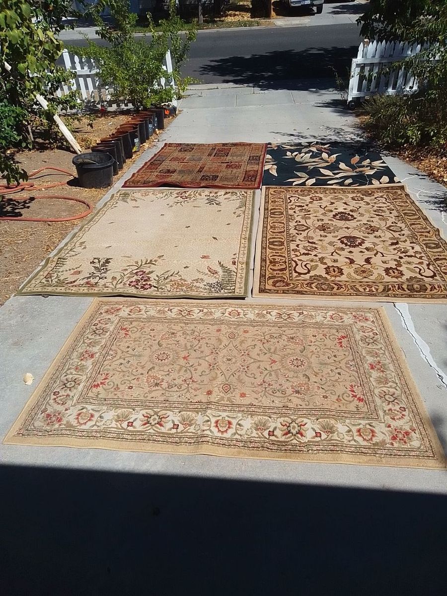 5 rugs/carpets ($22 to $40 each or $100 for all 5).  Brown 5x7 ft (heavy). Legend Collection by Wilton Rugs features machine