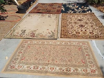 5 rugs/carpets ($22 to $40 each or $100 for all 5). Brown 5x7 ft (heavy). Legend Collection by Wilton Rugs features machine