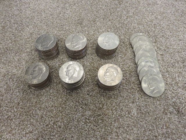 LOT OF 69 EISENHOWER DOLLAR COINS - INCLUDES MANY 1776-1976 CENTENNIAL DOLLARS - SELLING AS A SINGLE LOT