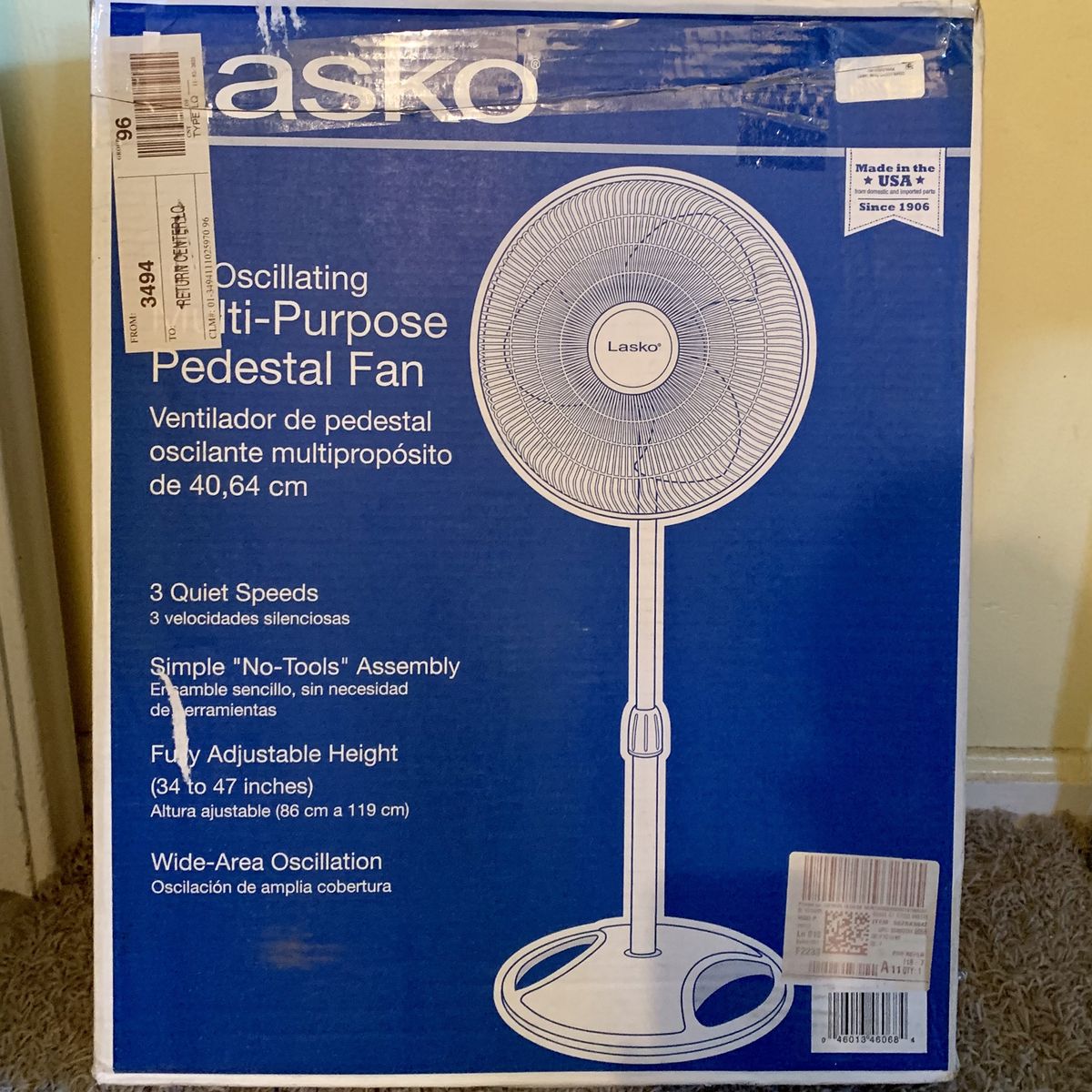New Lasko Oscillating Pedestal Fan