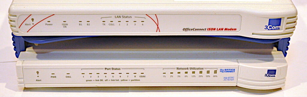 3Com ISDN modem and Ethernet hub stack