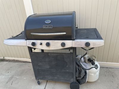 Used BBQ Grillwork, 3 burners and side burner 53 inches wide