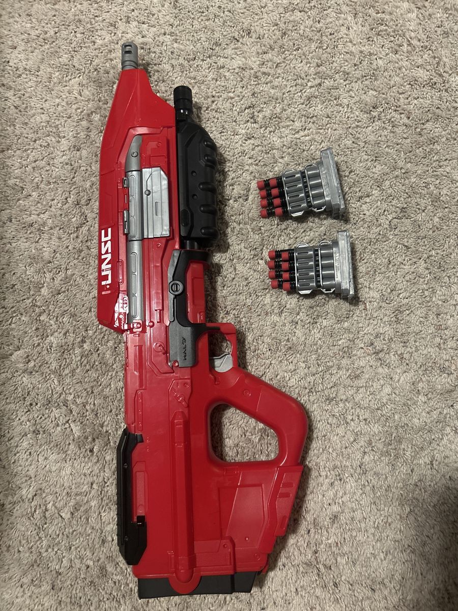 Halo UNSC MA5 Blaster BOOMco Red Assault Rifle Toy Gun with Darts