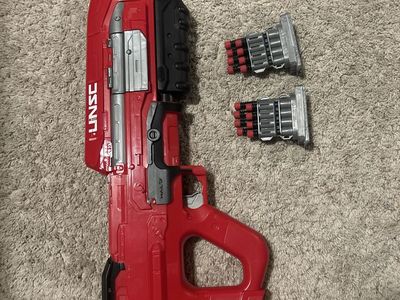 Halo UNSC MA5 Blaster BOOMco Red Assault Rifle Toy Gun with Darts