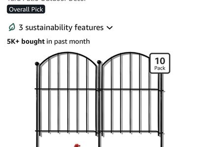 Brand New 17" H x 10 ft L Decorative Metal No-Dig Garden Fence, 10-Pack Rustproof Arched Border Edging (in box)