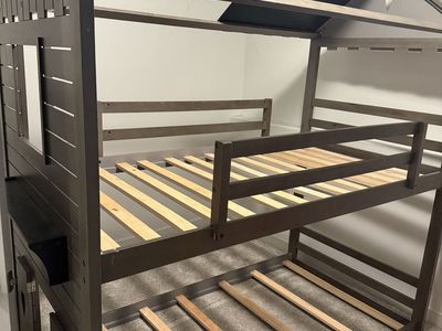 Bunk Bed with Roof Frame and Slats