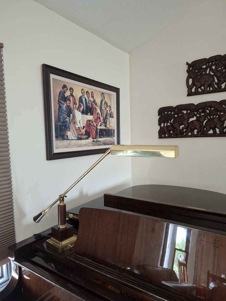 Brass & Wood Balance Arm Piano Lamp for Grand Piano