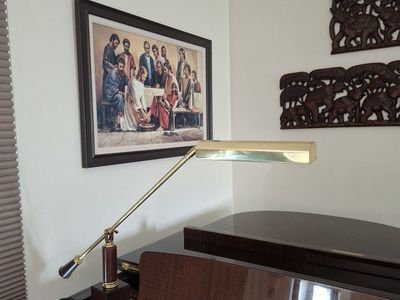 Brass & Wood Balance Arm Piano Lamp for Grand Piano